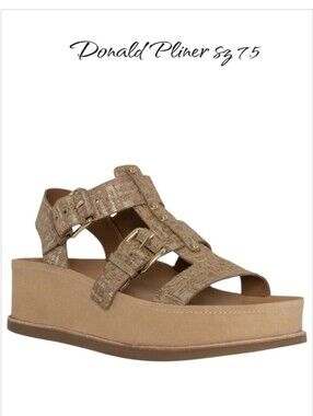 Donald Pliner Jesmin Platform Fisherman Sandal Camel Platino Size 7.5